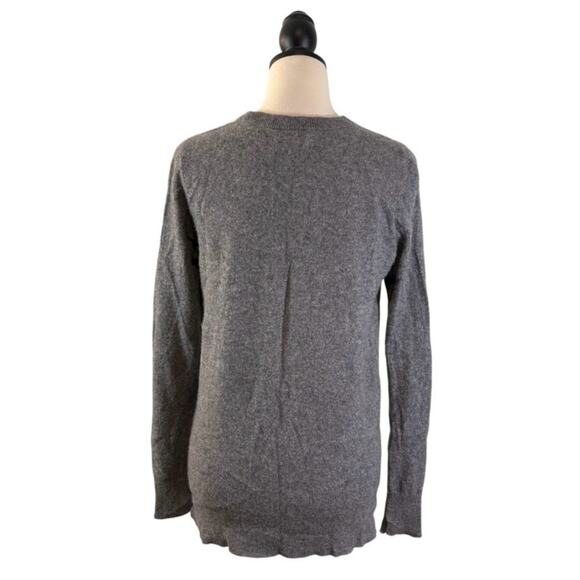 Halogen Cashmere Sweater Round Neck Slit Sides Size L Gray - Picture 5 of 7